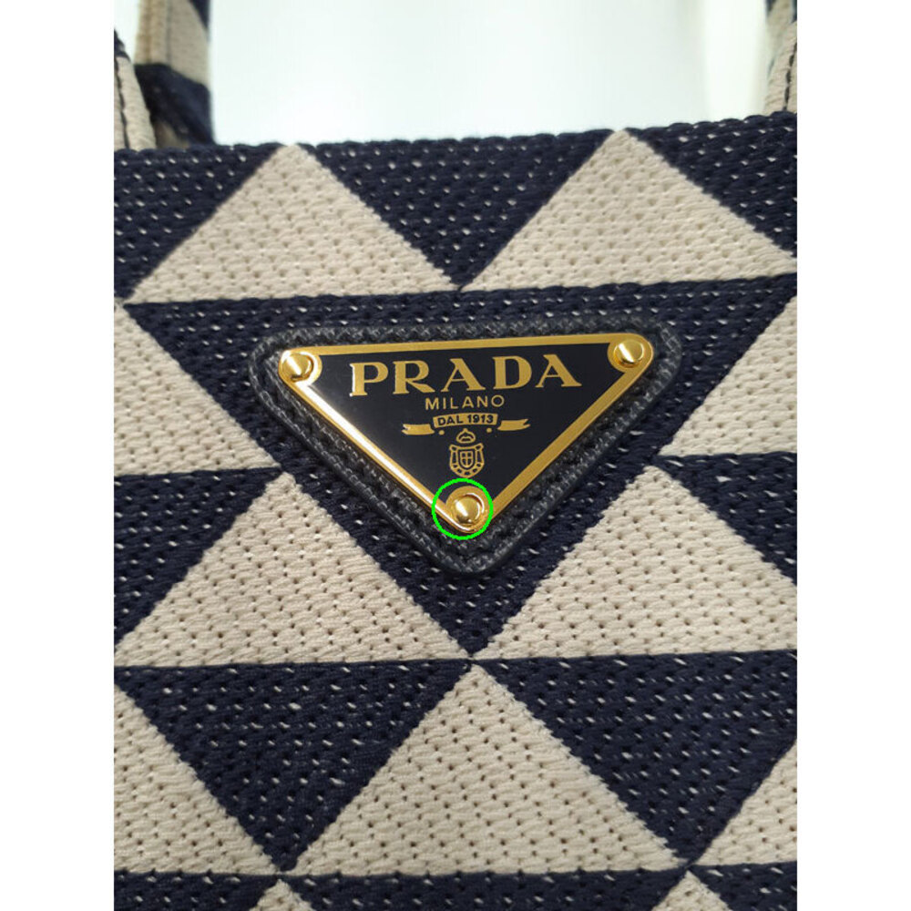 Prada Symbole embroidered tote bag white geometric Black - Picture 6 of 9